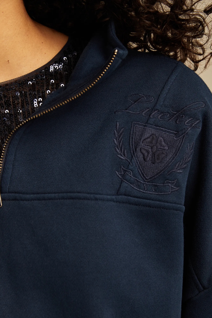 HALF ZIP LUCKY FLEECE SWEATSHIRT - Lucky Brand Outlet