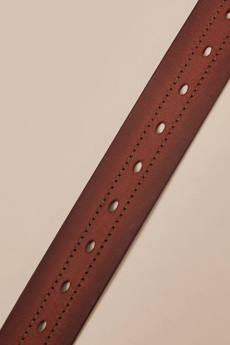 DOUBLE STITCH LEATHER BELT - Lucky Brand Outlet