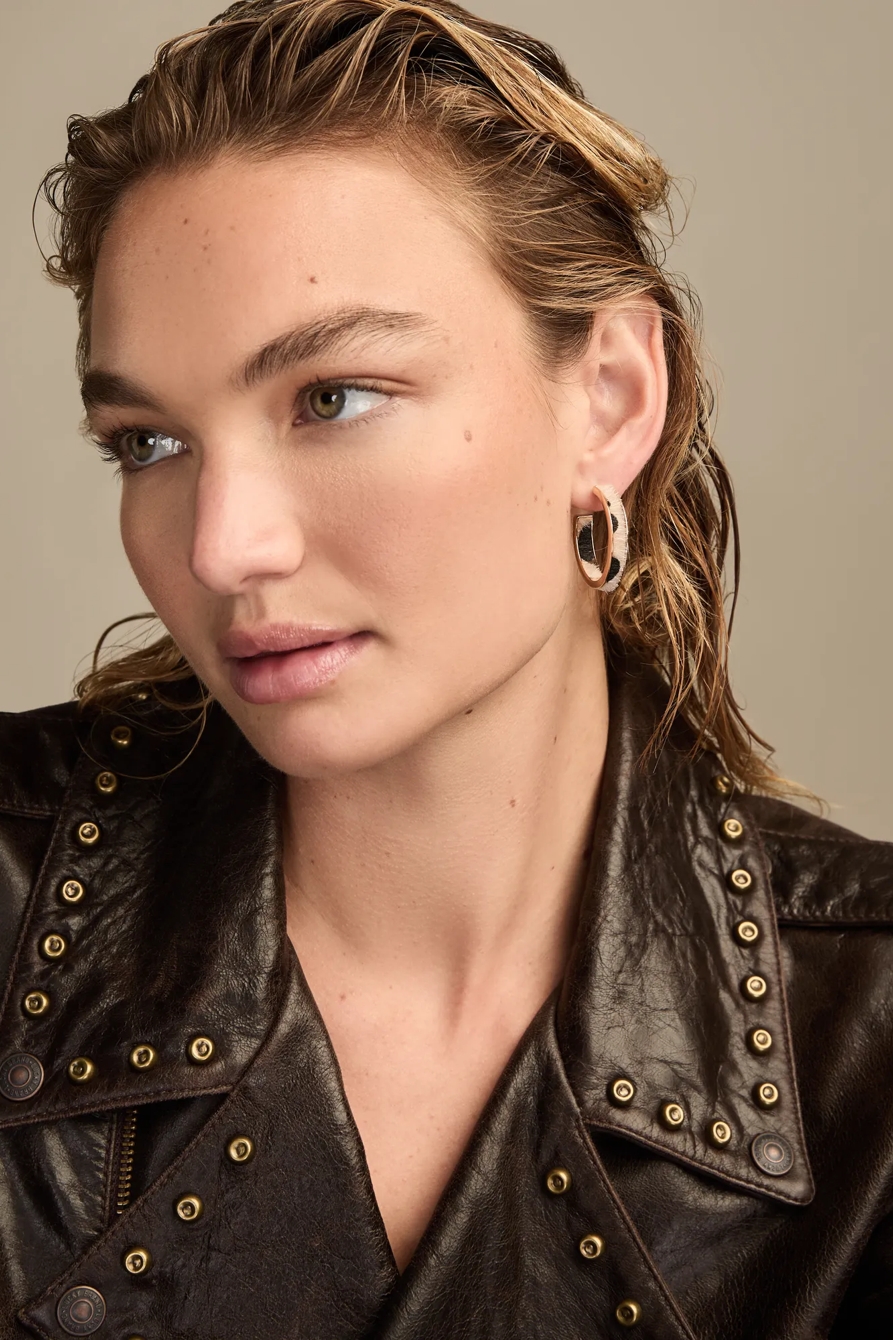 LEOPARD INLAY HOOP EARRINGS - Lucky Brand Outlet