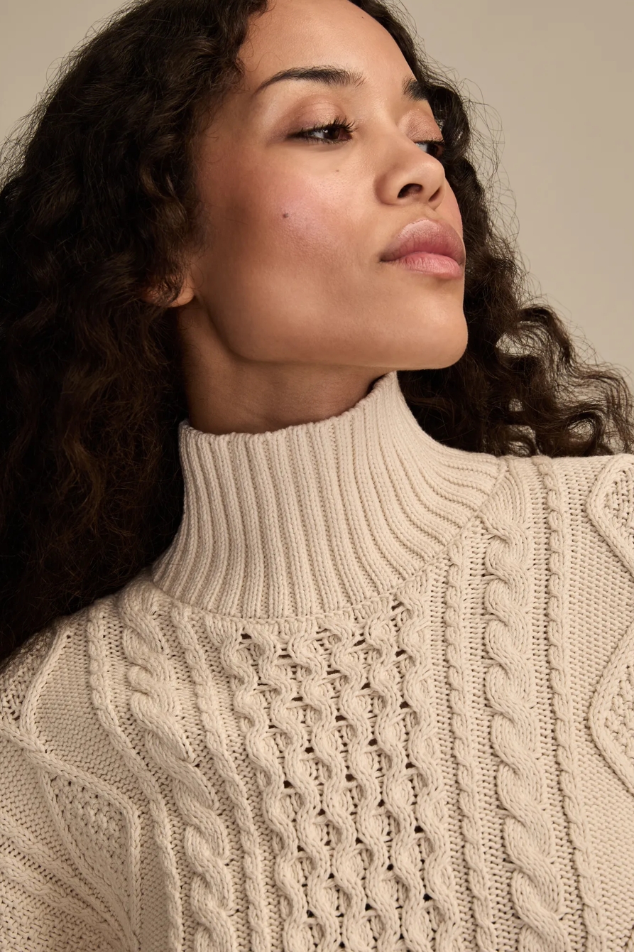 CABLE TURTLE NECK SWEATER - Lucky Brand Outlet