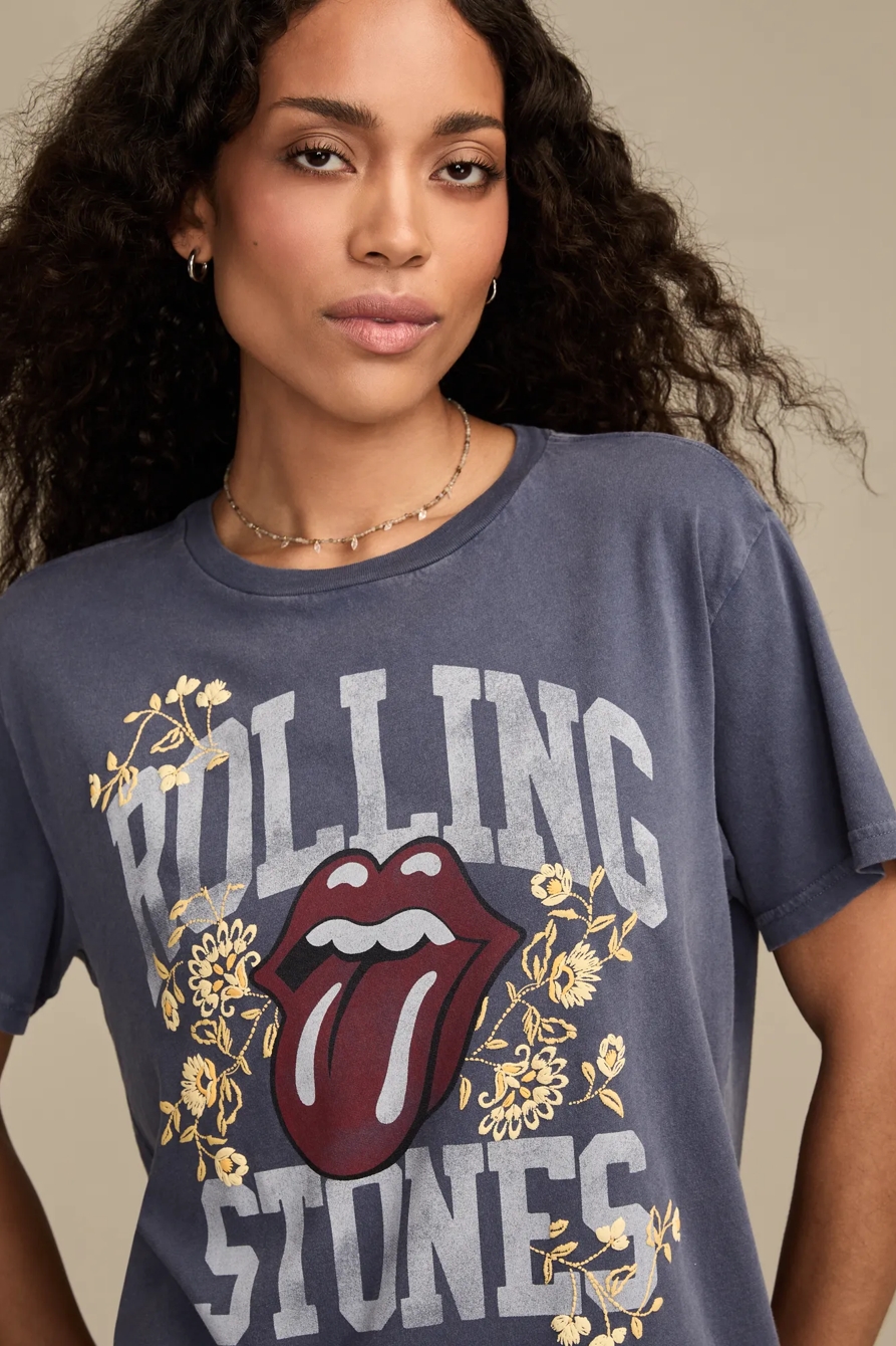 ROLLING STONES FLORAL BOYFRIEND TEE - Lucky Brand Outlet