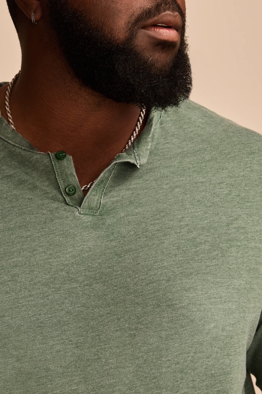 BIG & TALL VENICE BURNOUT LONG SLEEVE NOTCH NECK SHIRT - Lucky Brand Outlet