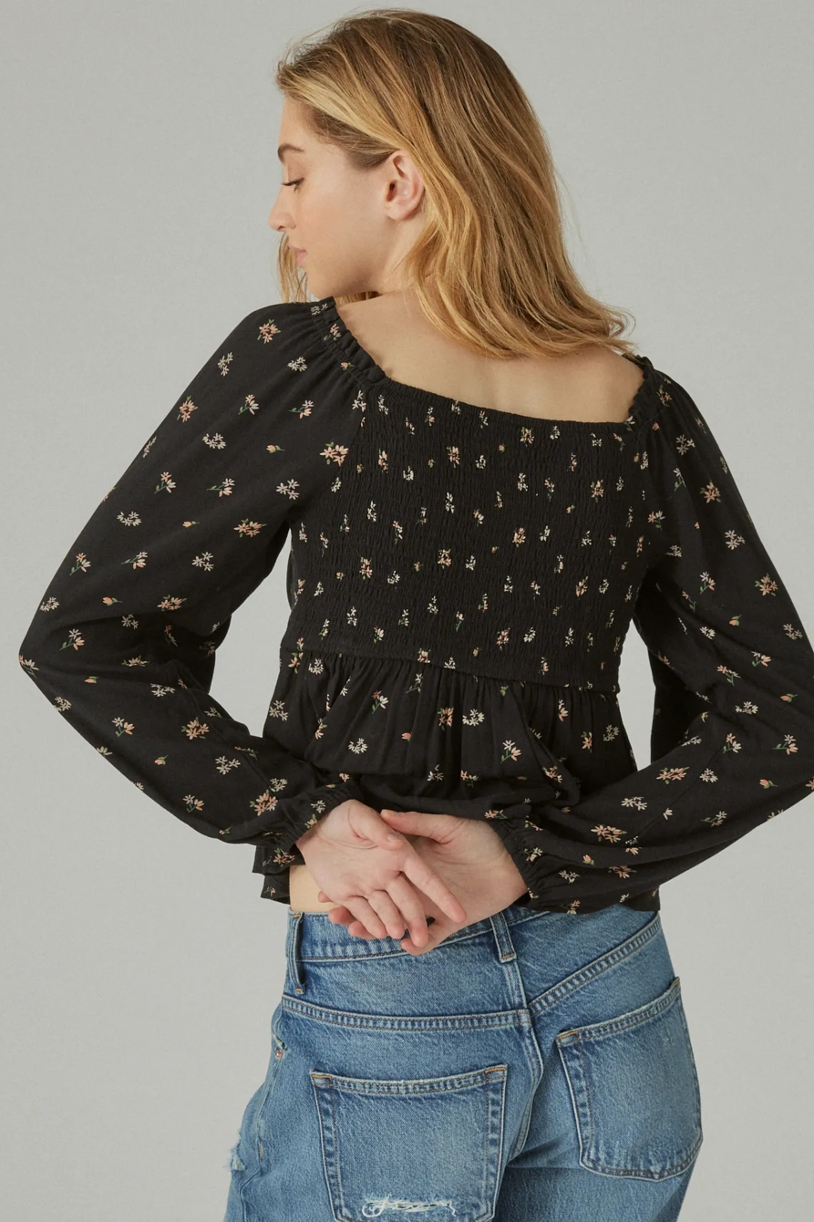 LONG SLEEVE PRINTED TOP - Lucky Brand Outlet