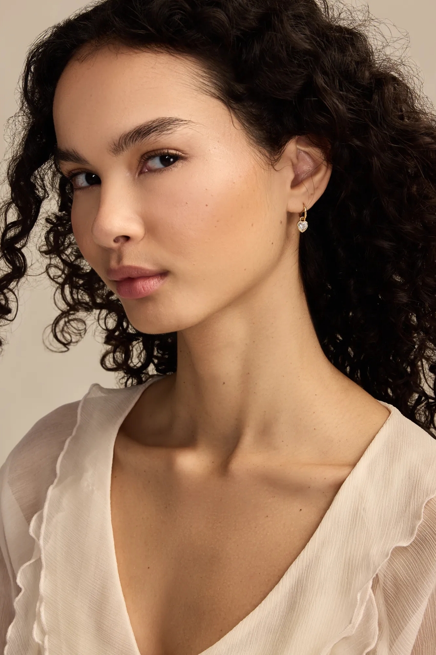 CRYSTAL HEART AND HOOP STUD EARRING SET - Lucky Brand Outlet