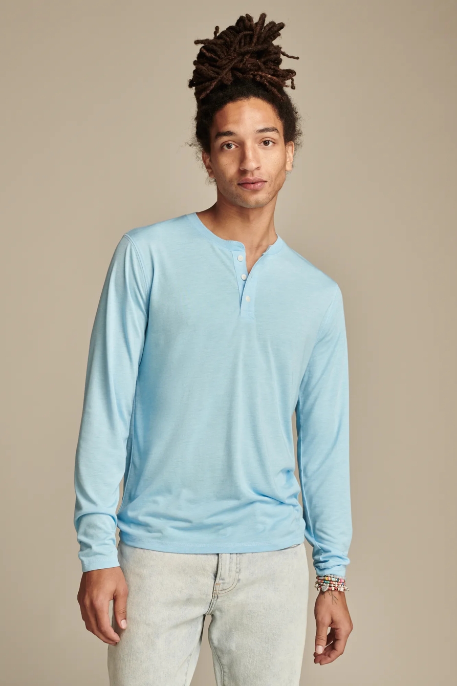 TENCEL JERSEY LONG SLEEVE HENLEY - Lucky Brand Outlet