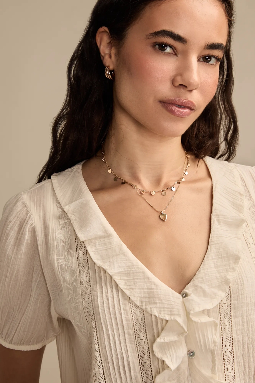 RUFFLE PINTUCK BLOUSE - Lucky Brand Outlet