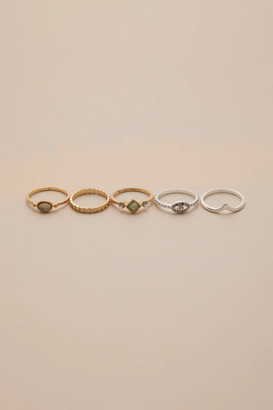 TWO TONE HIGH SHINE RING SET - Lucky Brand Outlet