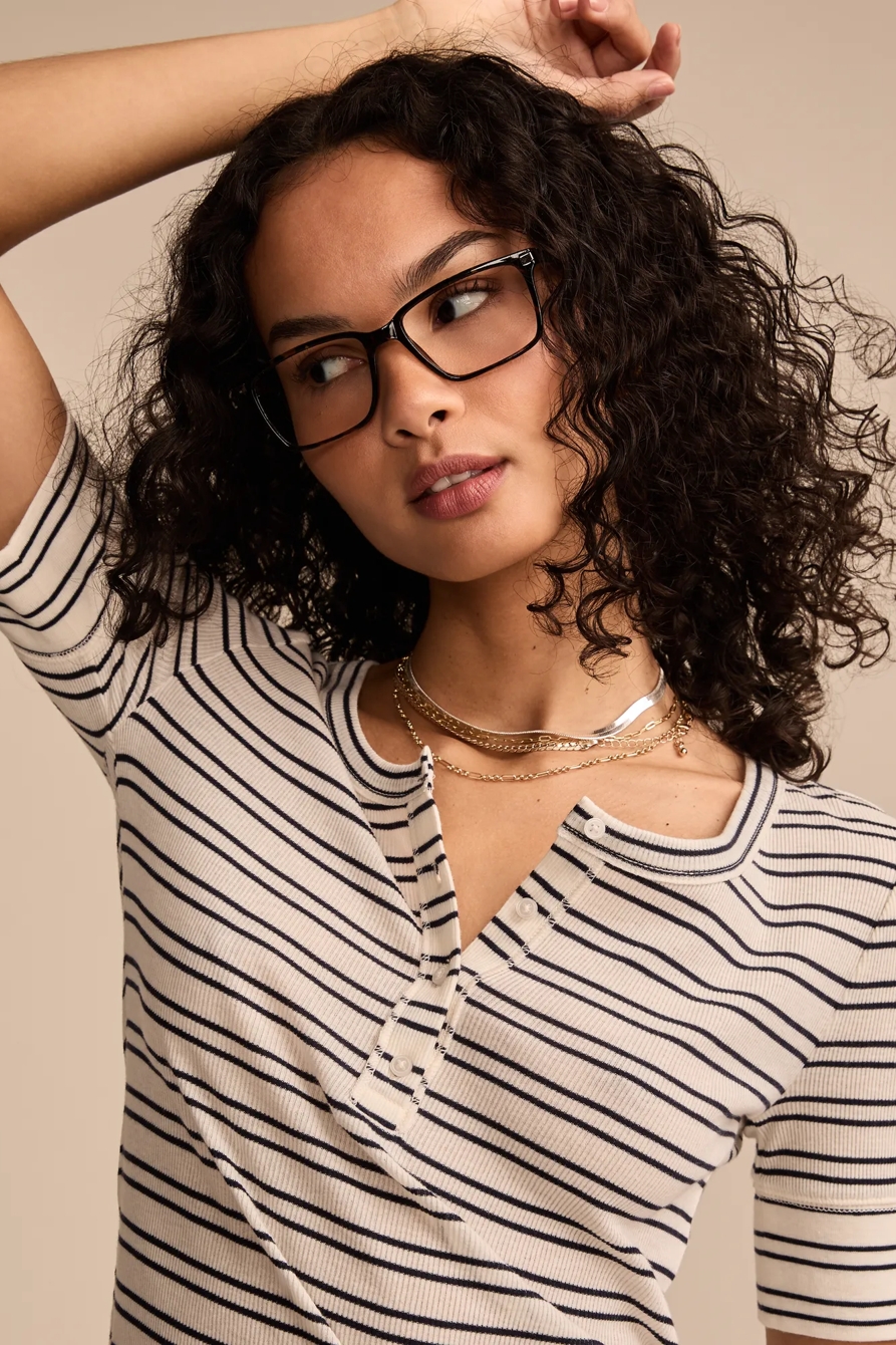 RIBBED HENLEY TEE - Lucky Brand Outlet