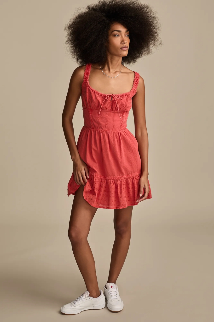 CORSET EYELET MINI DRESS - Lucky Brand Outlet