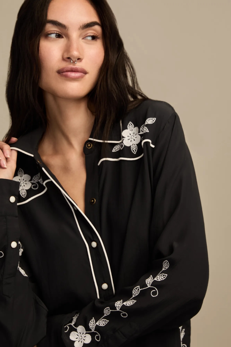 EMBROIDERED WESTERN BUTTON DOWN SHIRT - Lucky Brand Outlet