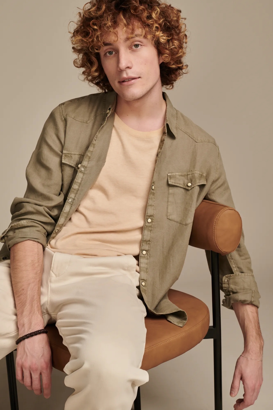 LINEN WESTERN LONG SLEEVE SHIRT - Lucky Brand Outlet
