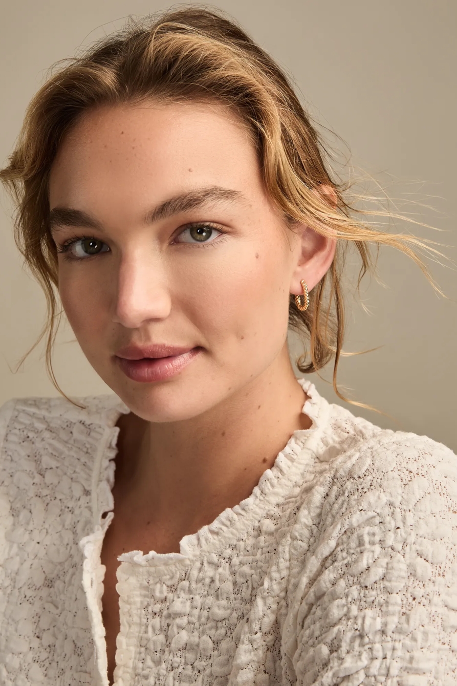 PAVE AND BRAIDED RECTANGLE HOOP SET - Lucky Brand Outlet