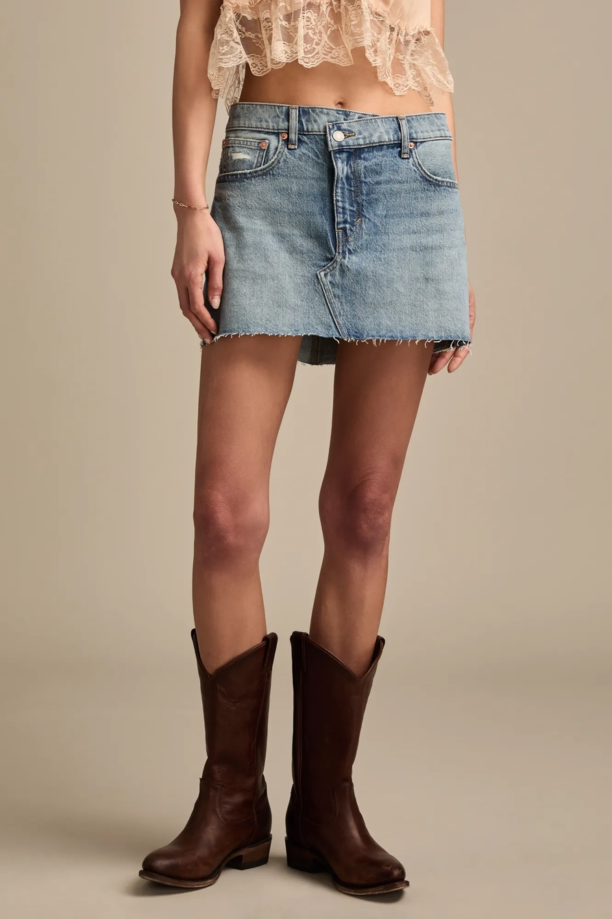 DENIM CROSS OVER MINI SKIRT - Lucky Brand Outlet