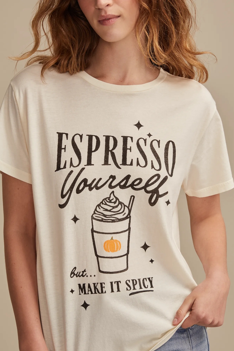 ESPRESSO YOURSELF BOYFRIEND TEE - Lucky Brand Outlet