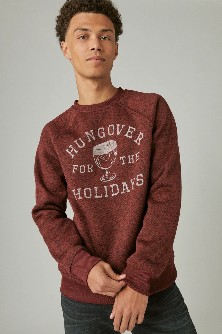 LOS FELIZ FLEECE HUNGOVER HOLIDAYS CREW - Lucky Brand Outlet