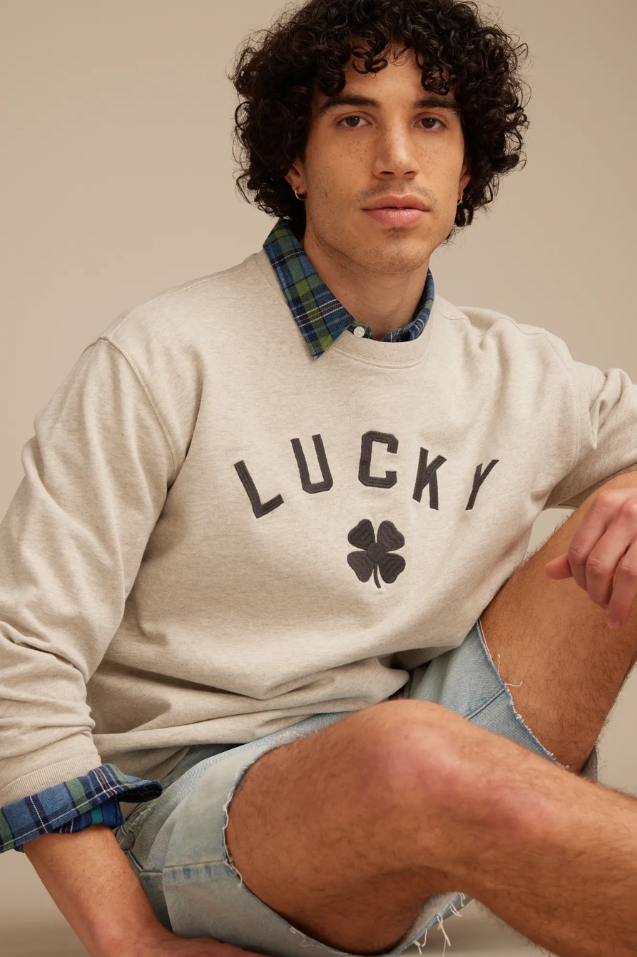 LUCKY CLOVER FLEECE CREWNECK SWEATSHIRT - Lucky Brand Outlet