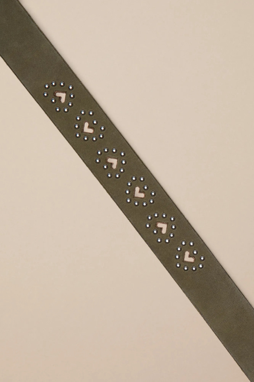 OLIVE SUEDE HEART BELT - Lucky Brand Outlet