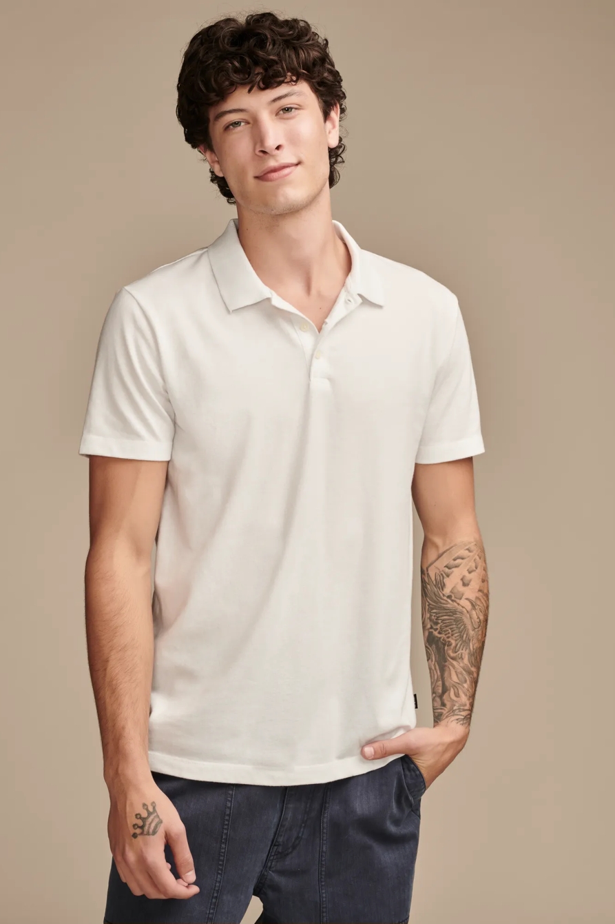 VENICE BURNOUT FLAT KNIT POLO - Lucky Brand Outlet