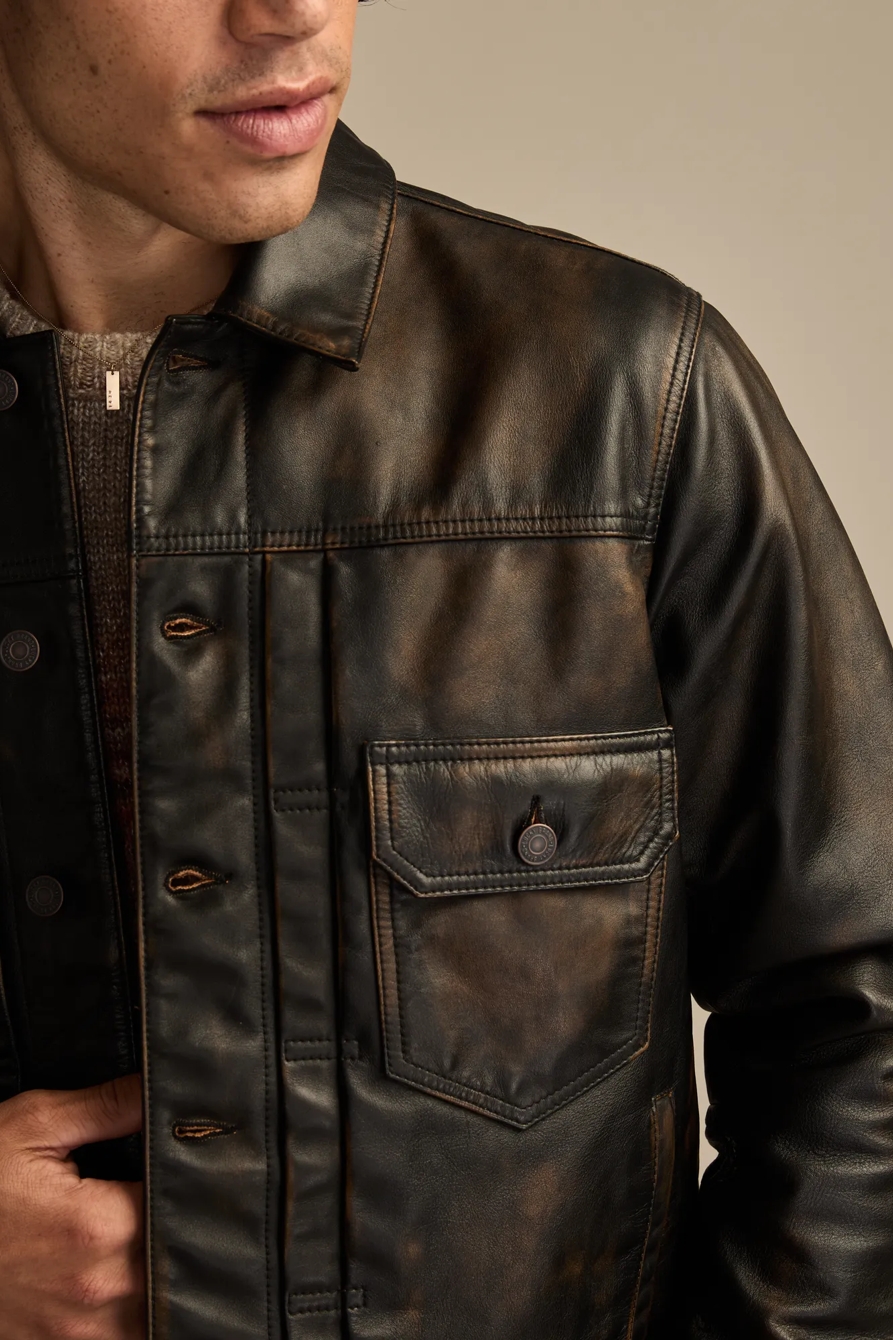 DISTRESSED LEATHER TRUCKER - Lucky Brand Outlet