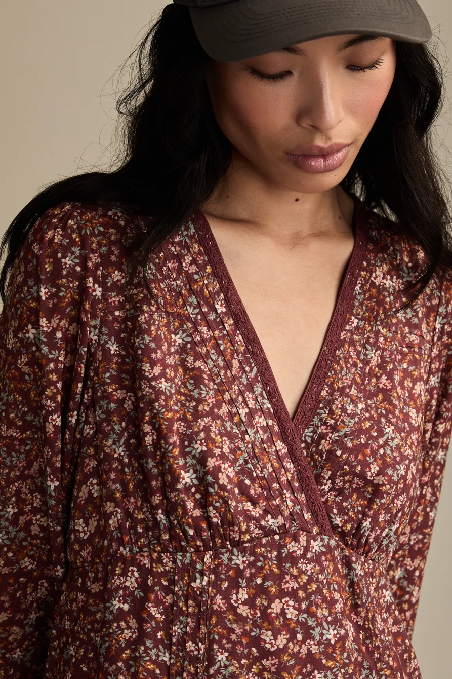 3/4 SLEEVE V-NECK MINI DRESS - Lucky Brand Outlet