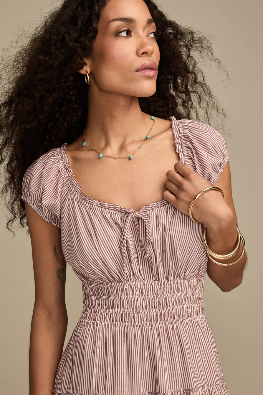 CINCHED WAIST MIDI DRESS - Lucky Brand Outlet