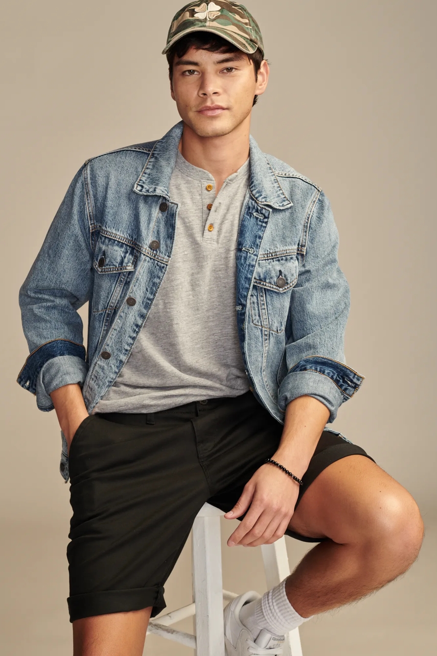 LINEN SHORT SLEEVE HENLEY - Lucky Brand Outlet