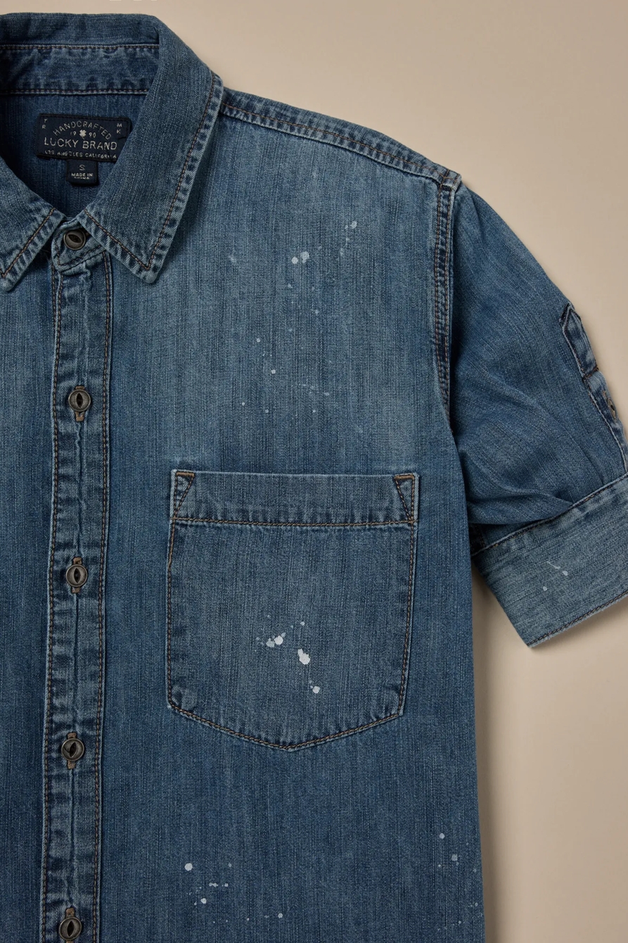 Lucky Brand One-Of-A-Kind Denim Cropped Shirt - Lucky Brand Outlet