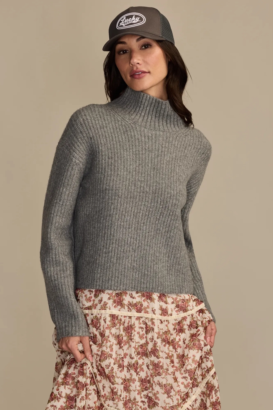 RIBBED MOCK NECK SWEATER - Lucky Brand Outlet