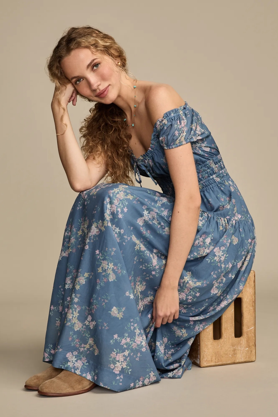 CINCHED WAIST MIDI DRESS - Lucky Brand Outlet