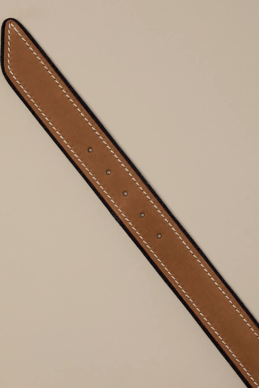 MEN'S LEATHER AND DENIM DETAIL BELT - Lucky Brand Outlet