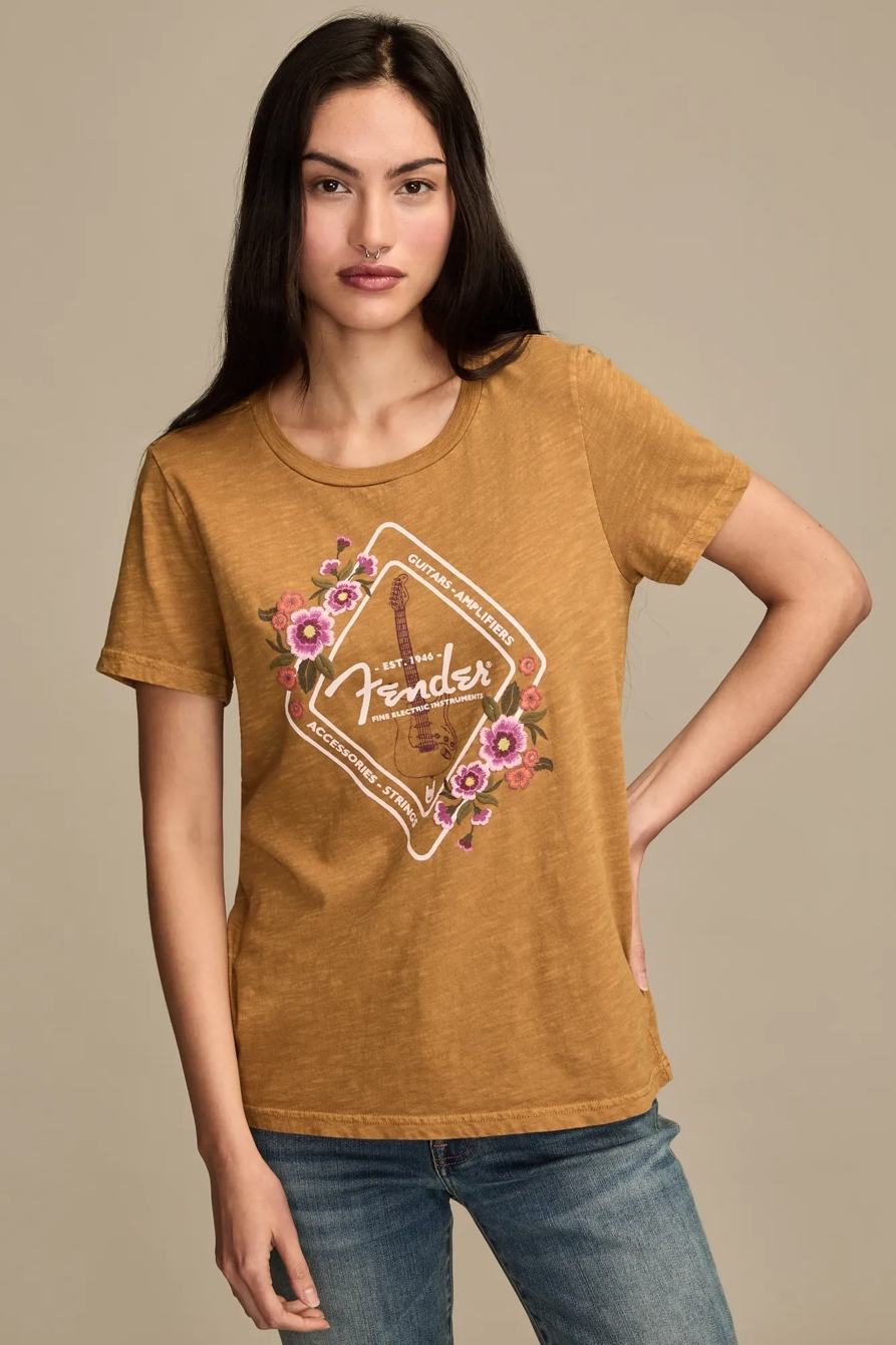 FENDER FLORAL CLASSIC CREW - Lucky Brand Outlet
