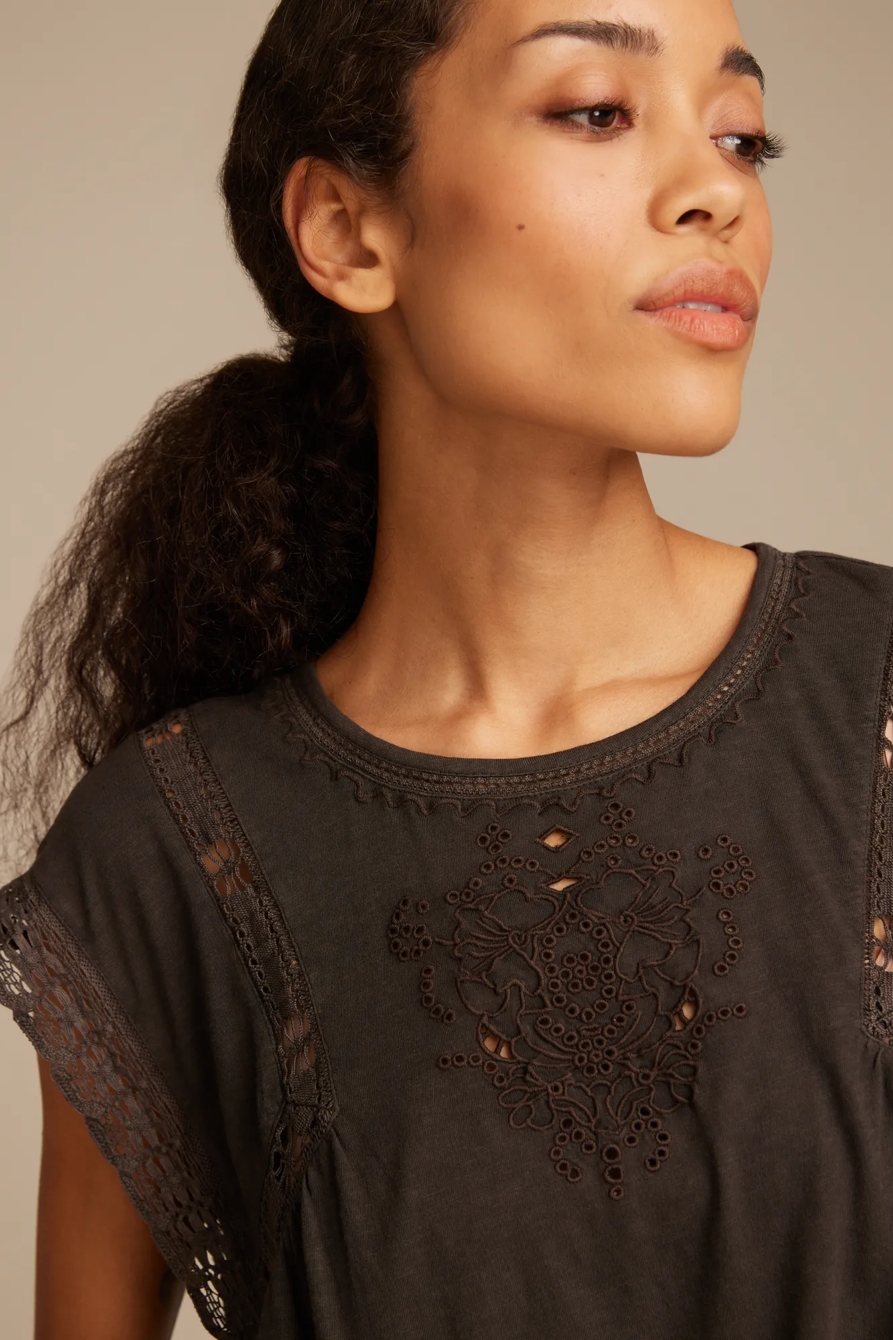 LACE BOXY TEE - Lucky Brand Outlet