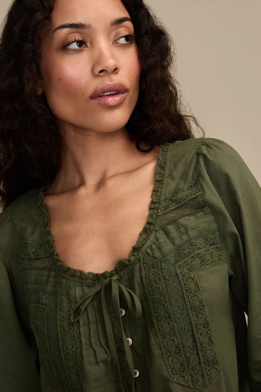 LONG SLEEVE LACE SWING TOP - Lucky Brand Outlet