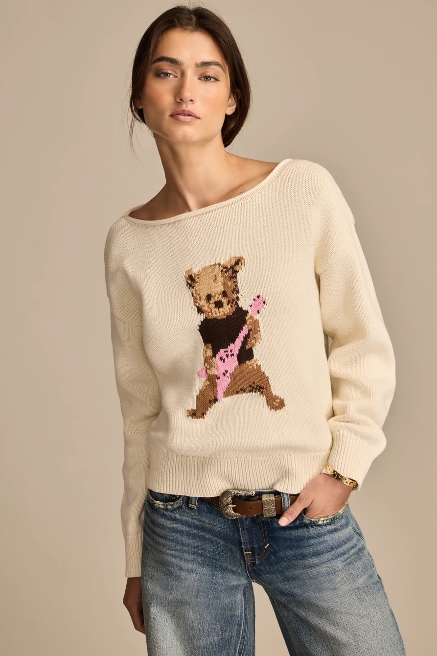 BEAR ROLL SLEEVE PULLOVER - Lucky Brand Outlet
