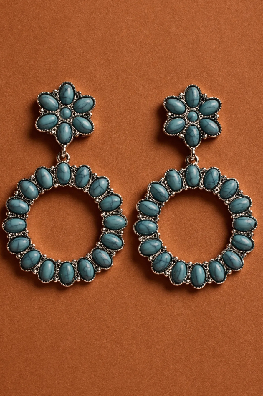 STONE FLOWER DROP EARRINGS - Lucky Brand Outlet