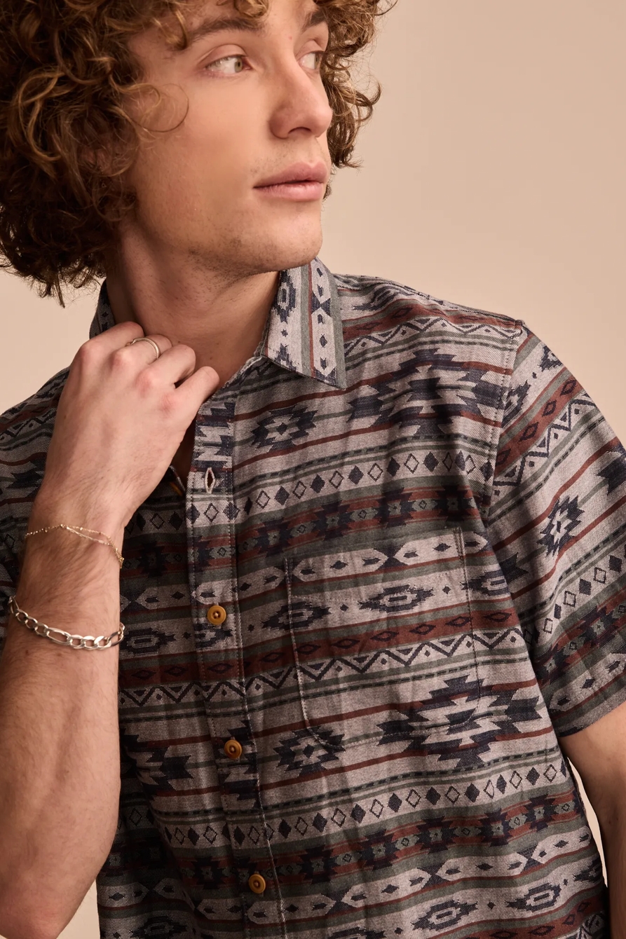 JACQUARD 1 POCKET SHORT SLEEVE SHIRT - Lucky Brand Outlet