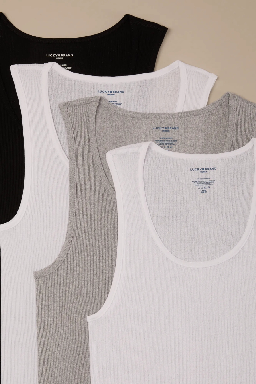4 PACK A-SHIRT TANK TOPS - Lucky Brand Outlet