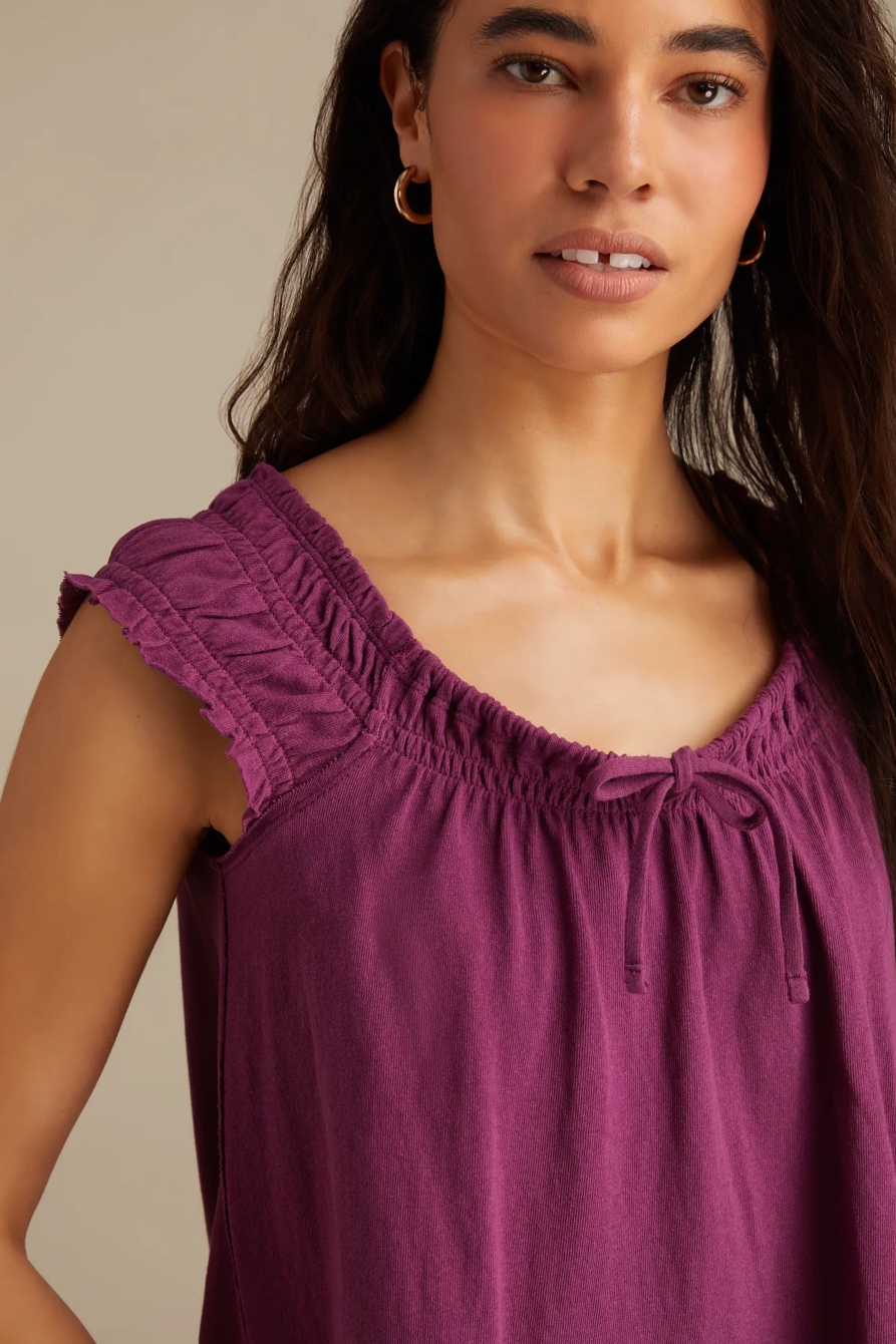 SMOCKED TIE TOP - Lucky Brand Outlet