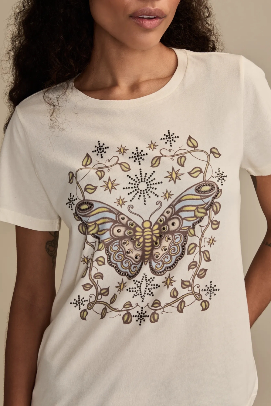 EMBELLISHED BUTTERFLY CLASSIC CREW - Lucky Brand Outlet