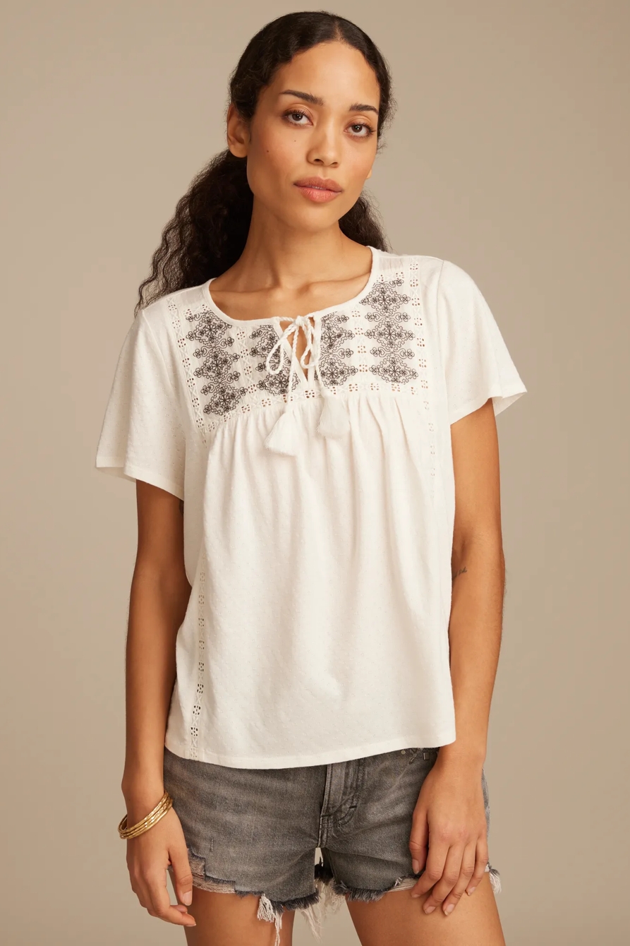 PINTUCK EMBROIDERED TUNIC - Lucky Brand Outlet