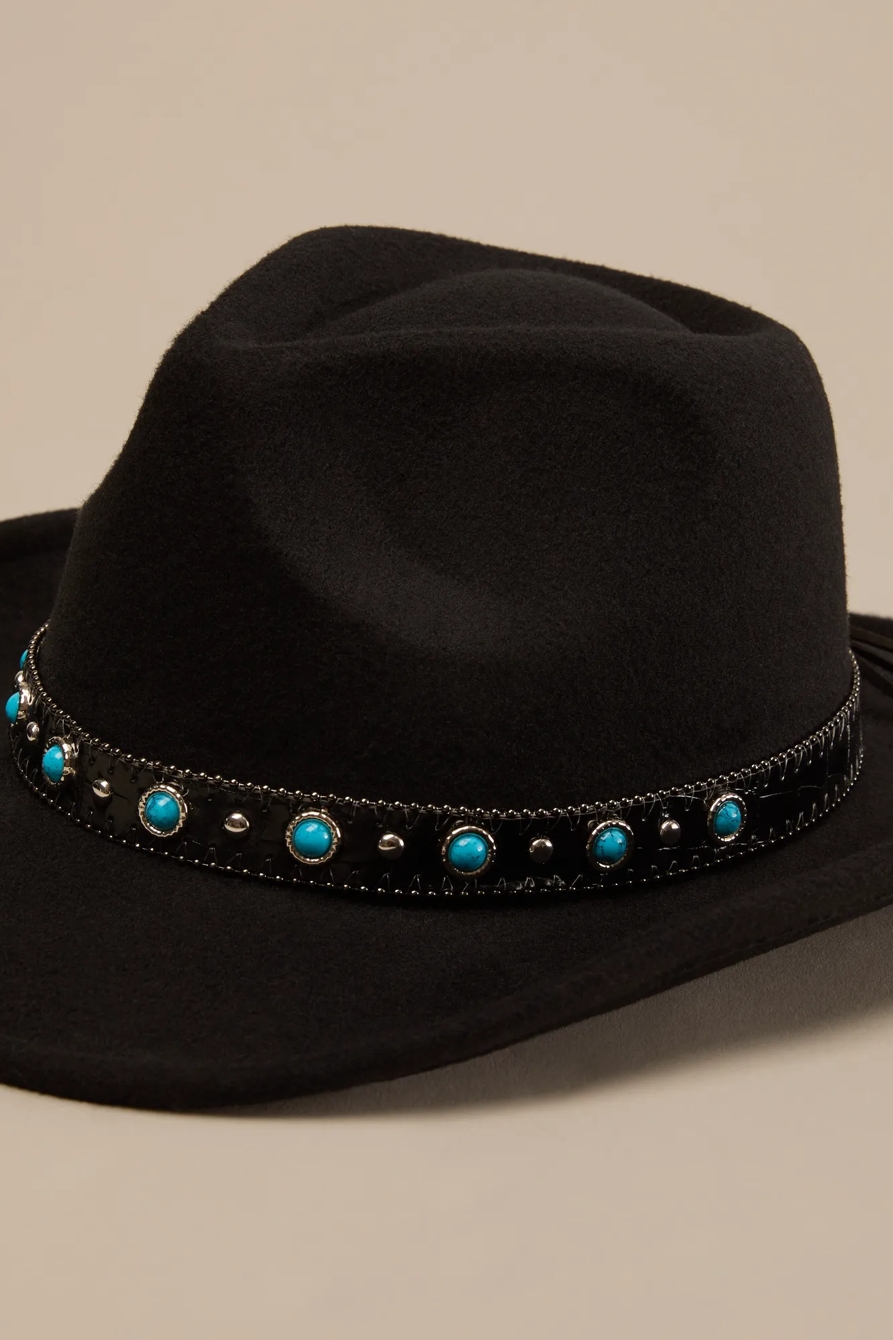 Cowboy Hat with Turquoise Studded Band - Lucky Brand Outlet