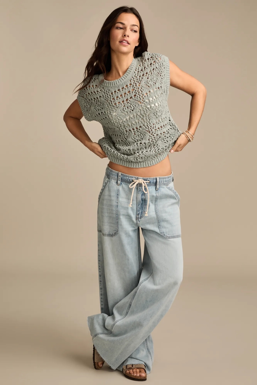 CROCHET SWEATER VEST - Lucky Brand Outlet