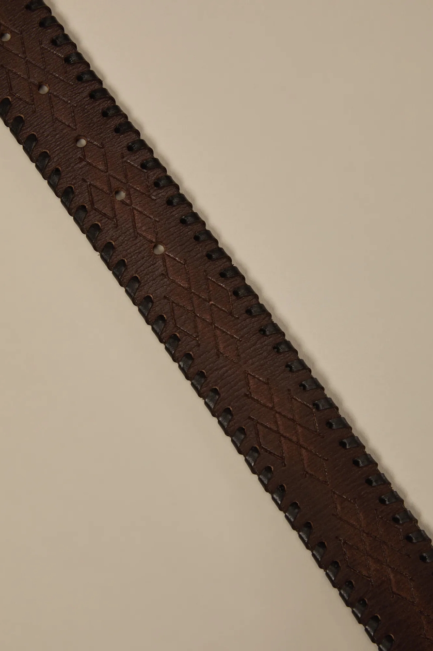 LEATHER EMBOSSED BELT - Lucky Brand Outlet