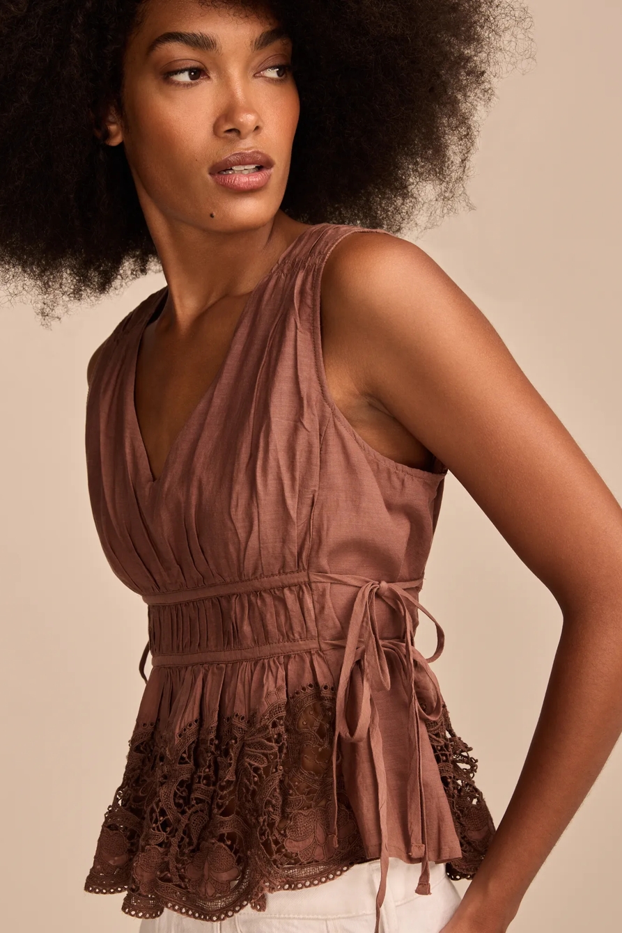 LACE RUCHED TANK TOP - Lucky Brand Outlet