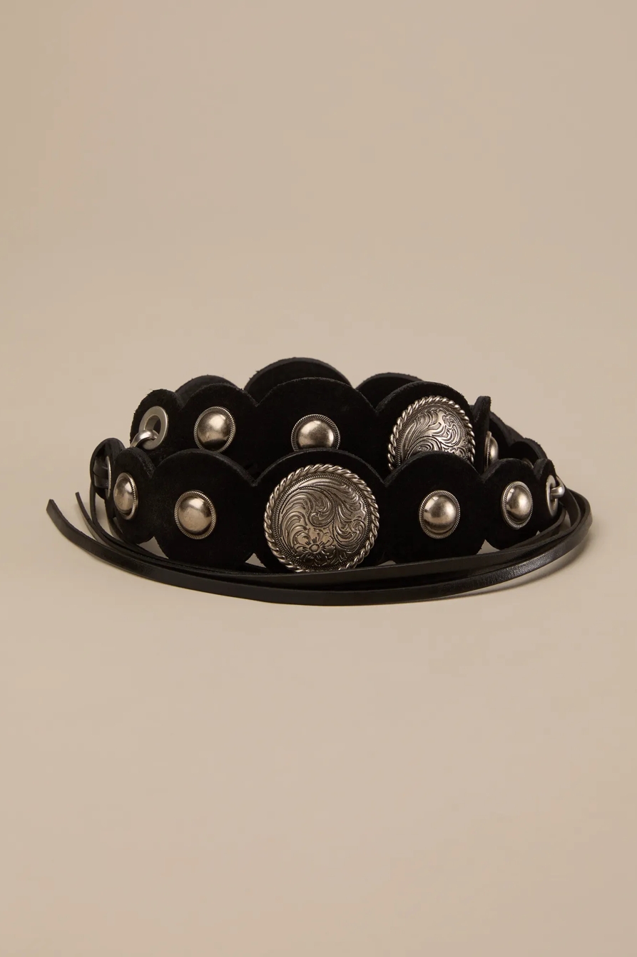 SUEDE WESTERN DISC BELT - Lucky Brand Outlet