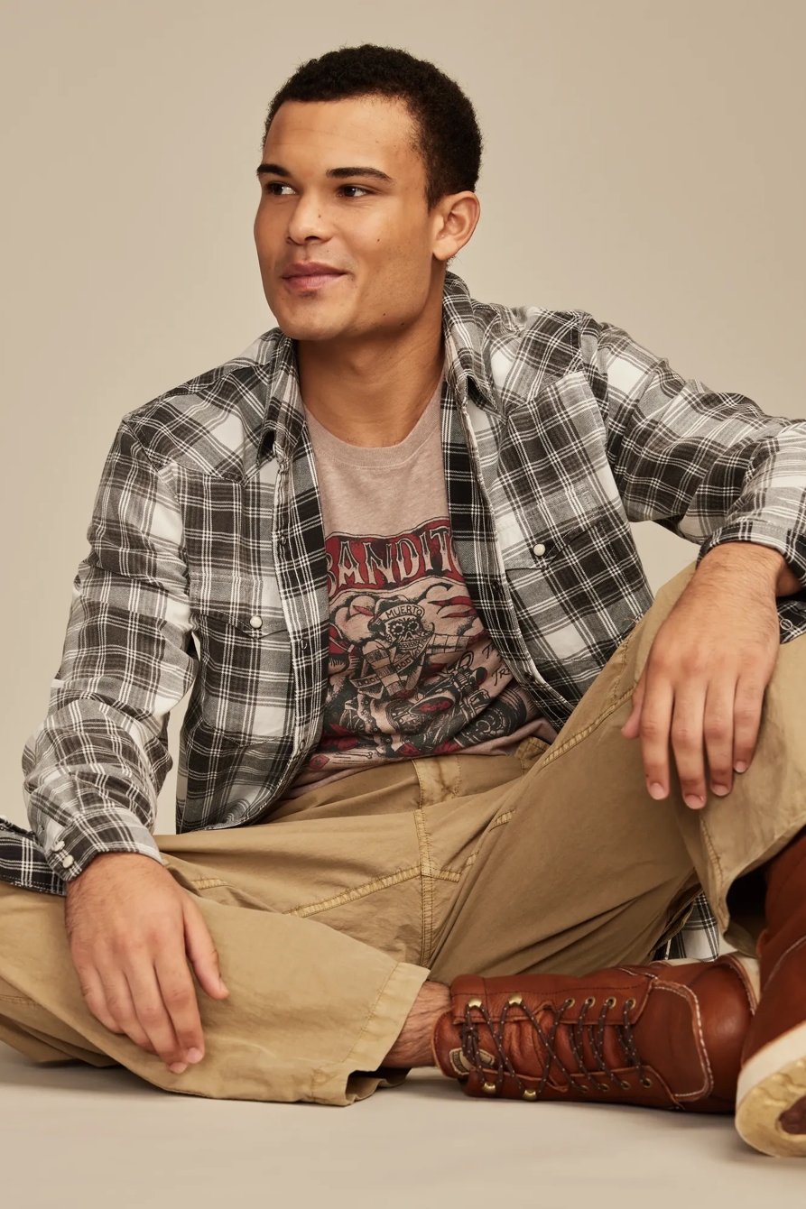 COLE HAUSER WASHED PLAID WESTERN SHIRT - Lucky Brand Outlet