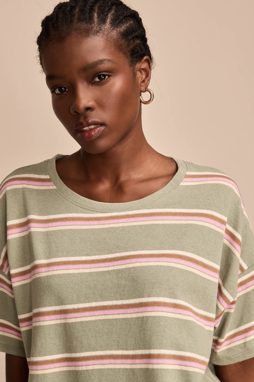 SHORT SLEEVE STRIPE TEE - Lucky Brand Outlet