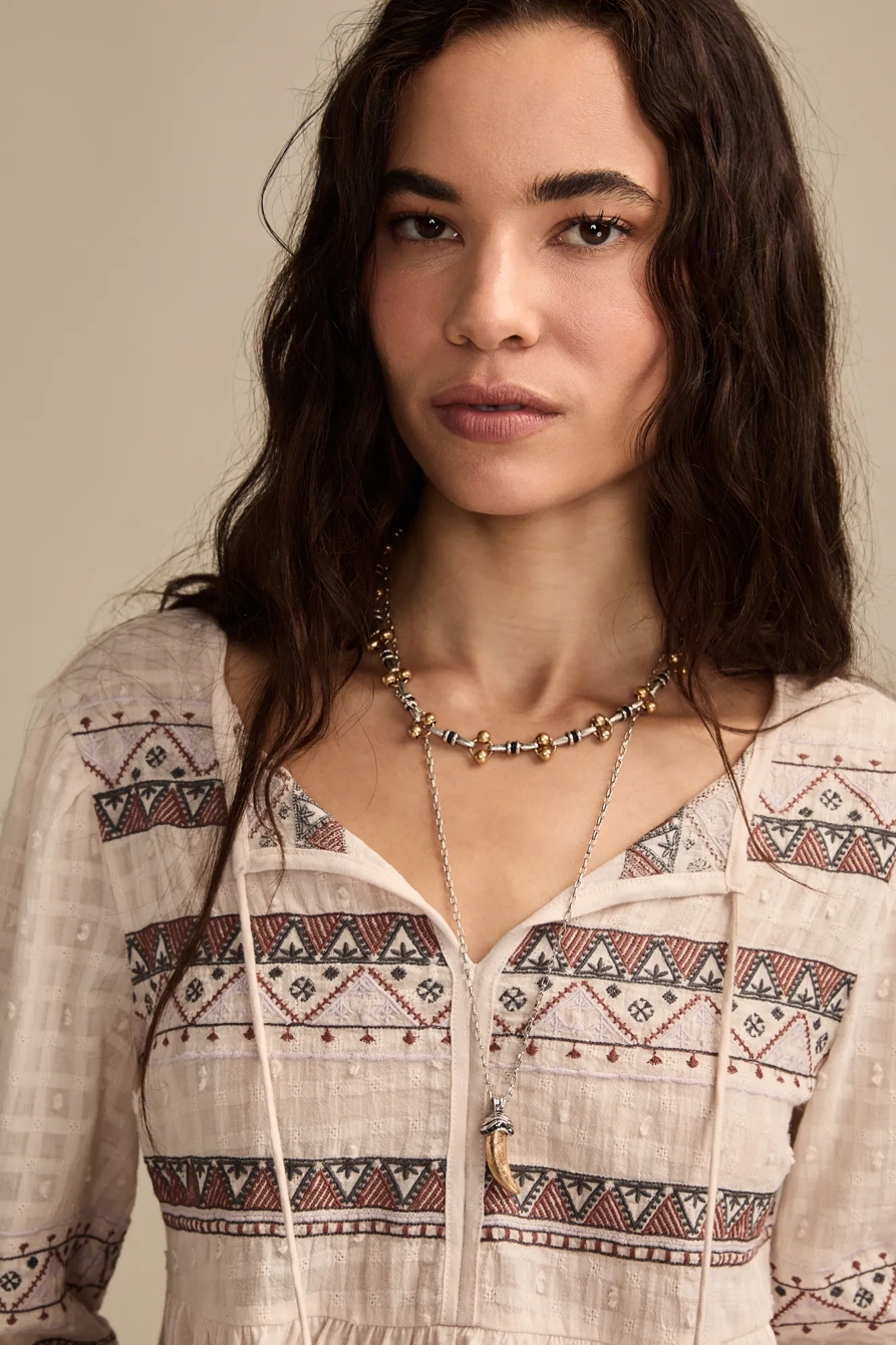 EMBROIDERED PEASANT TOP - Lucky Brand Outlet
