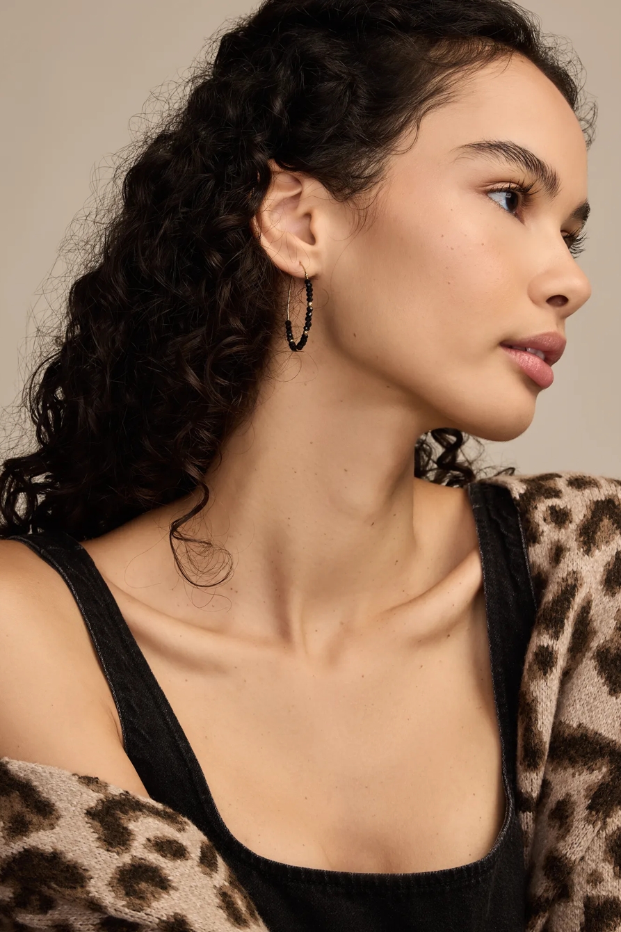 ONYX TEARDROP HOOP EARRINGS - Lucky Brand Outlet