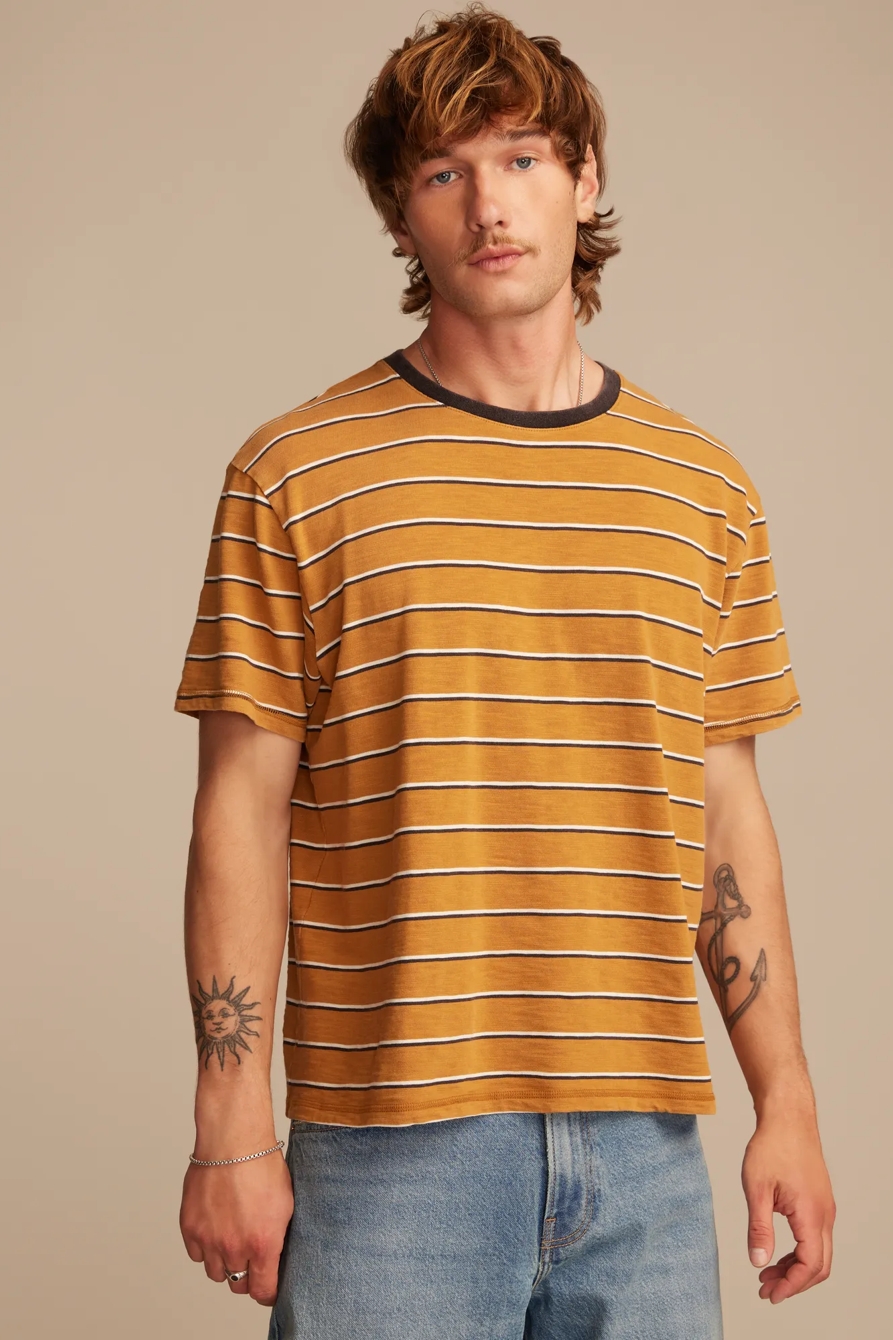 WEEKEND JERSEY STRIPE CREW TEE - Lucky Brand Outlet